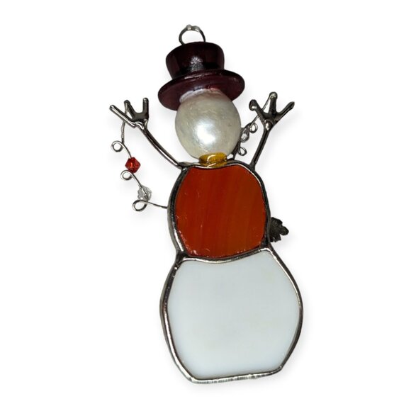 Vintage 2004 Hallmark Stained Glass Snowman Ornament - Picture 6 of 7
